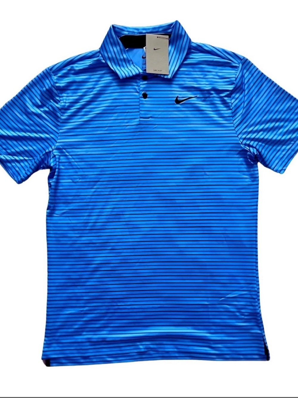 Nike Men's Dri-FIT Tour Golf Polo Blue | Black (Stripes) - Picture 6 of 6